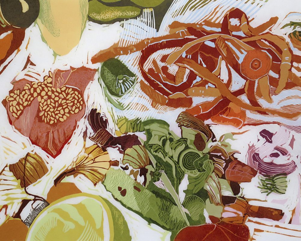 Teija Lehto_Elämän paljous_Puupiirros_2022_35 x 50 cm (1) Teos, taidegrafiikkaa: Teija Lehto, Elämän paljous, puupiirros, 2022
